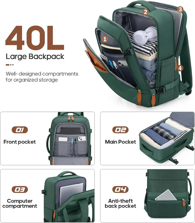 UKEIN Luggage Sets 3 Piece, Carry On Luggage 20In With Spinner Wheels, Green